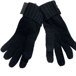 Victoria Secret Gloves Mittens Black Bling Gem Sparkle Knit Soft Glam Winter NWT
